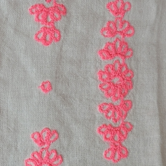 MULTI Use Wrap/Scarf in White and Neon Pink Embroidery - Picture 6 of 6